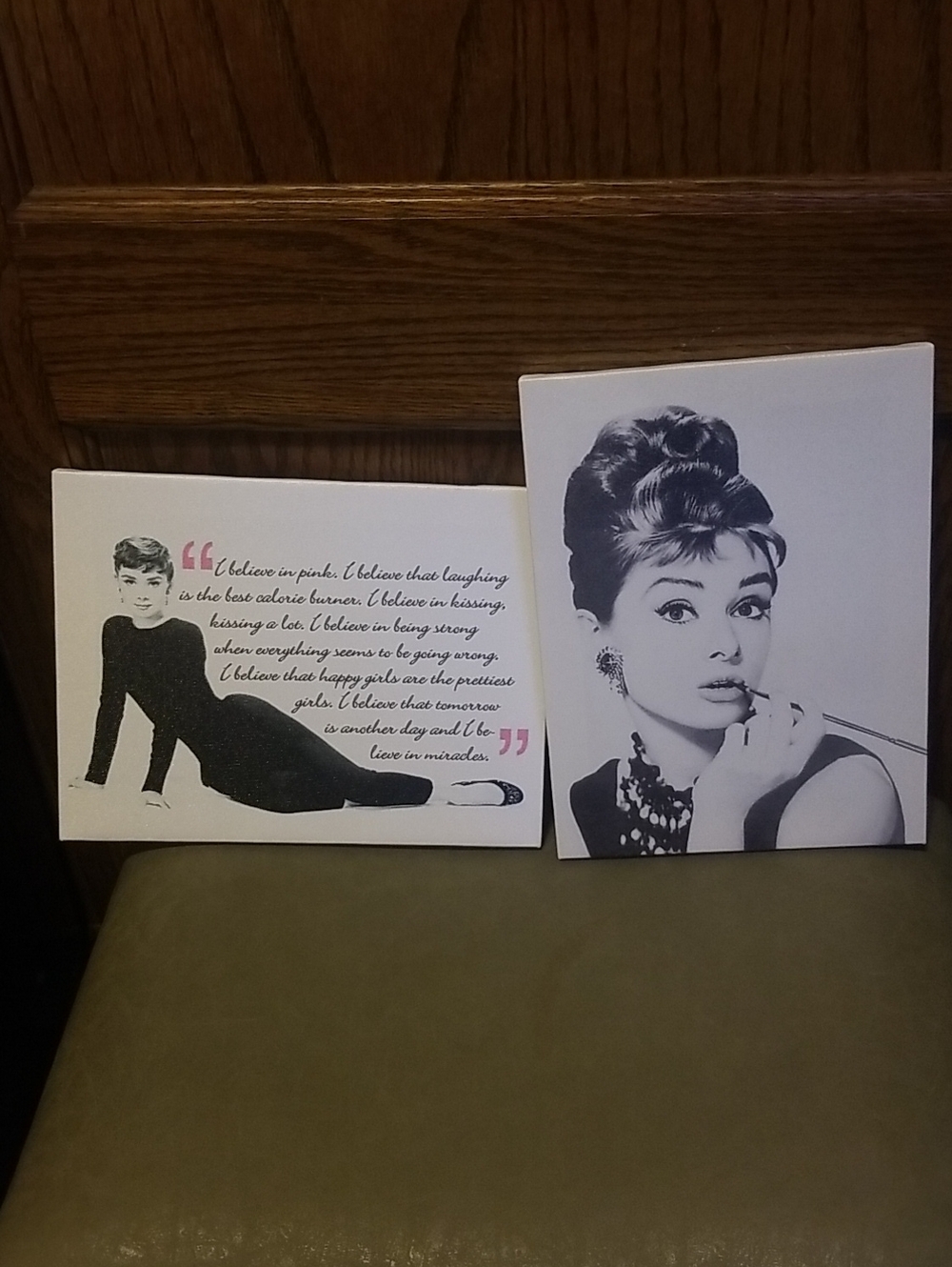 Audrey Hepburn Black & White Canvas Wall Art Set with Pink Accents🔥